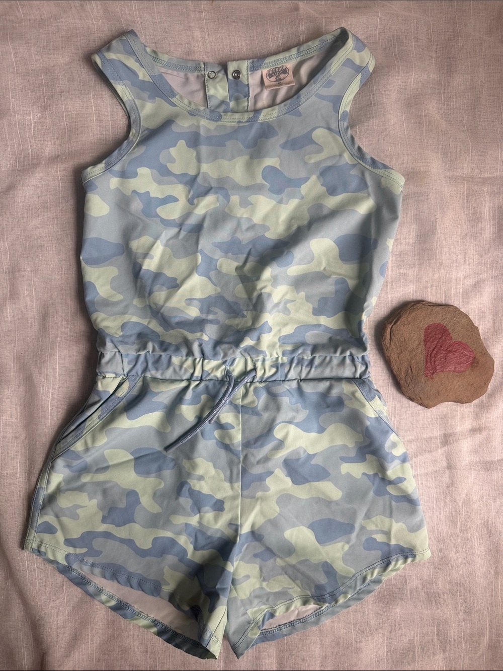 NWOT Cabela's Blue and Light Green Camo Tank Romper